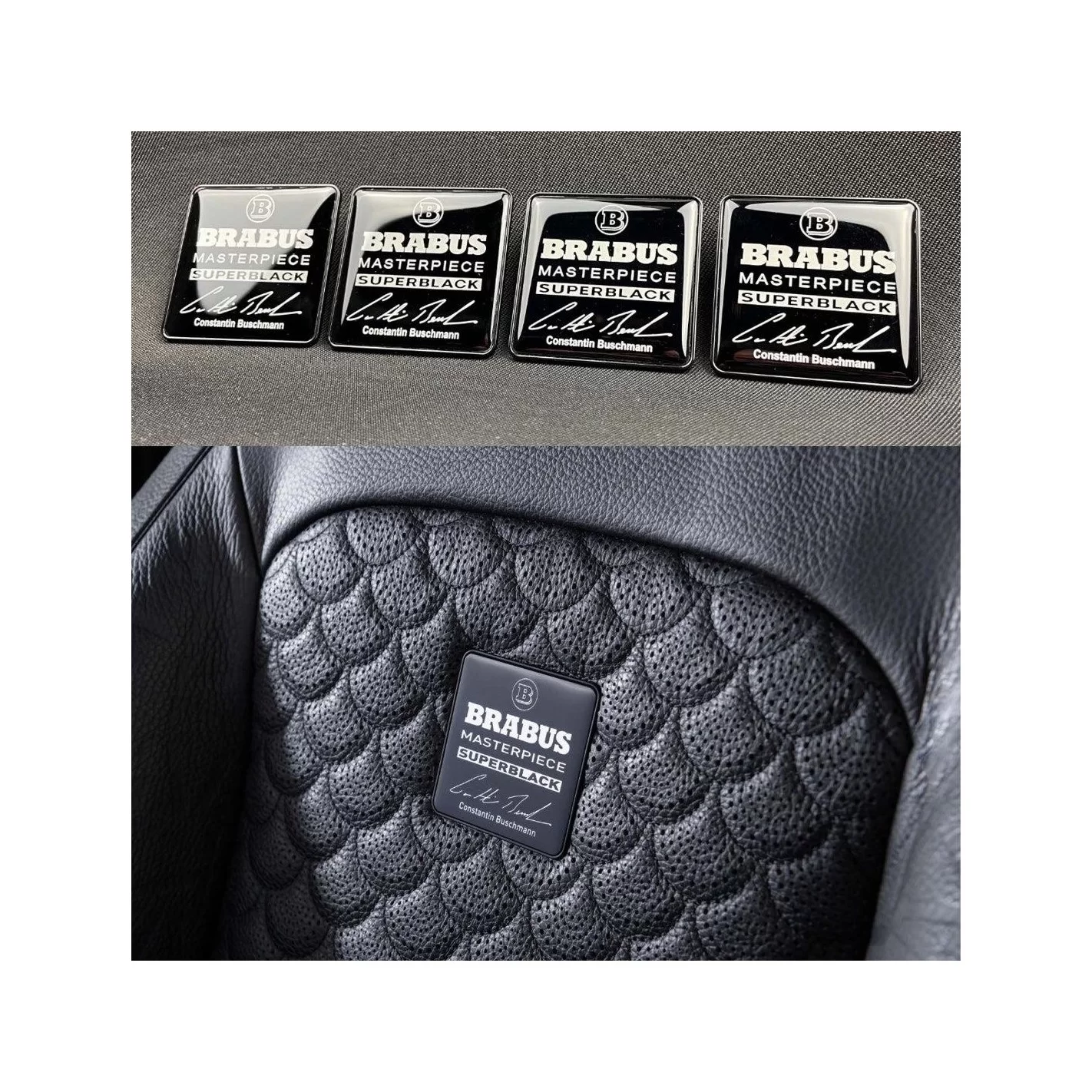 Metallic Brabus Masterpiece Superblack seats emblem badge logo set for Mercedes-Benz W463A G-Class