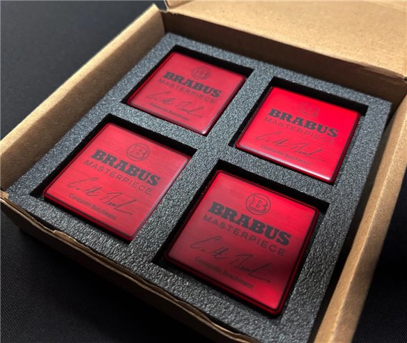 Metallic Brabus Red Masterpiece seats emblem badge logo set for Mercedes-Benz W463A G-Class