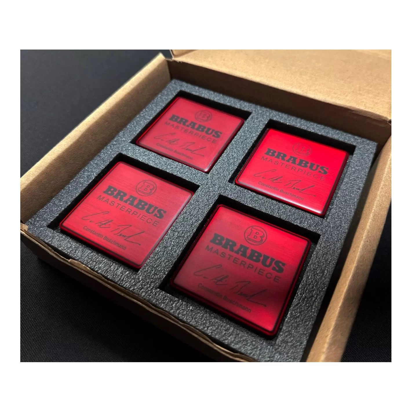 Metallic Brabus Red Masterpiece seats emblem badge logo set for Mercedes-Benz W463A G-Class