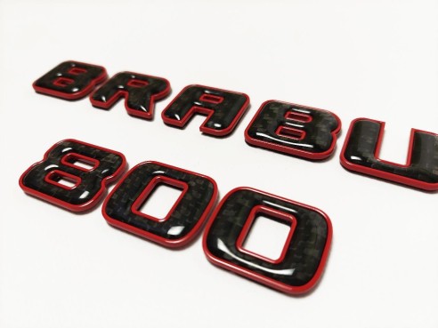 Brabus 800 emblem logo red metallic with carbon for Mercedes-Benz W463A W464 G-Class