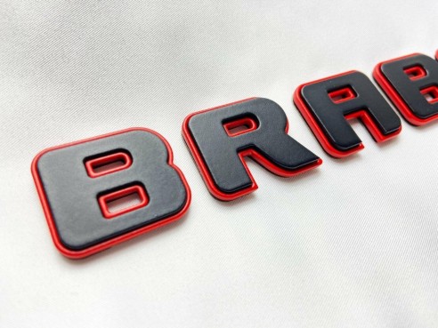 Metallic emblems badges Brabus ROCKET style for Mercedes-Benz G-Class W463A Black Red Set