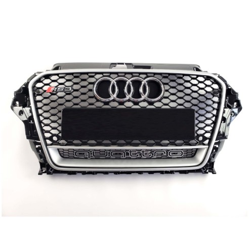 Audi RS3 Quattro front bumper Radiator Grille for Audi A3 2013-2016 Black with Gray Border