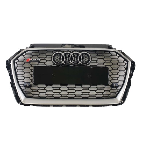 Audi RS3 front bumper radiator grille for Audi A3 2016-2020 sedan black chrom