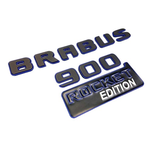 Metallic Brabus 900 ROCKET blue edition emblems badges set for Mercedes-Benz G-Class W463A W464