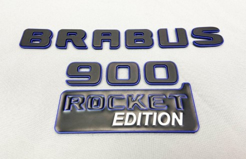 Metallic Brabus 900 ROCKET blue edition emblems badges set for Mercedes-Benz G-Class W463A W464