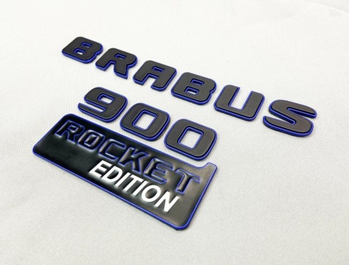 Metallic Brabus 900 ROCKET blue edition emblems badges set for Mercedes-Benz G-Class W463A W464