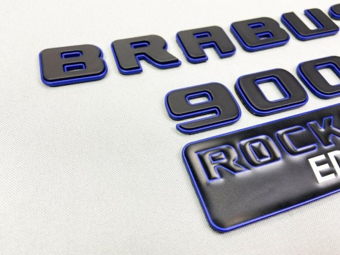 Metallic Brabus 900 ROCKET blue edition emblems badges set for Mercedes-Benz G-Class W463A W464