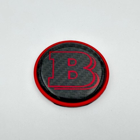 2-component red metallic carbon Brabus badge logo emblem 53mm for hood scoop Mercedes-Benz W463A W464…