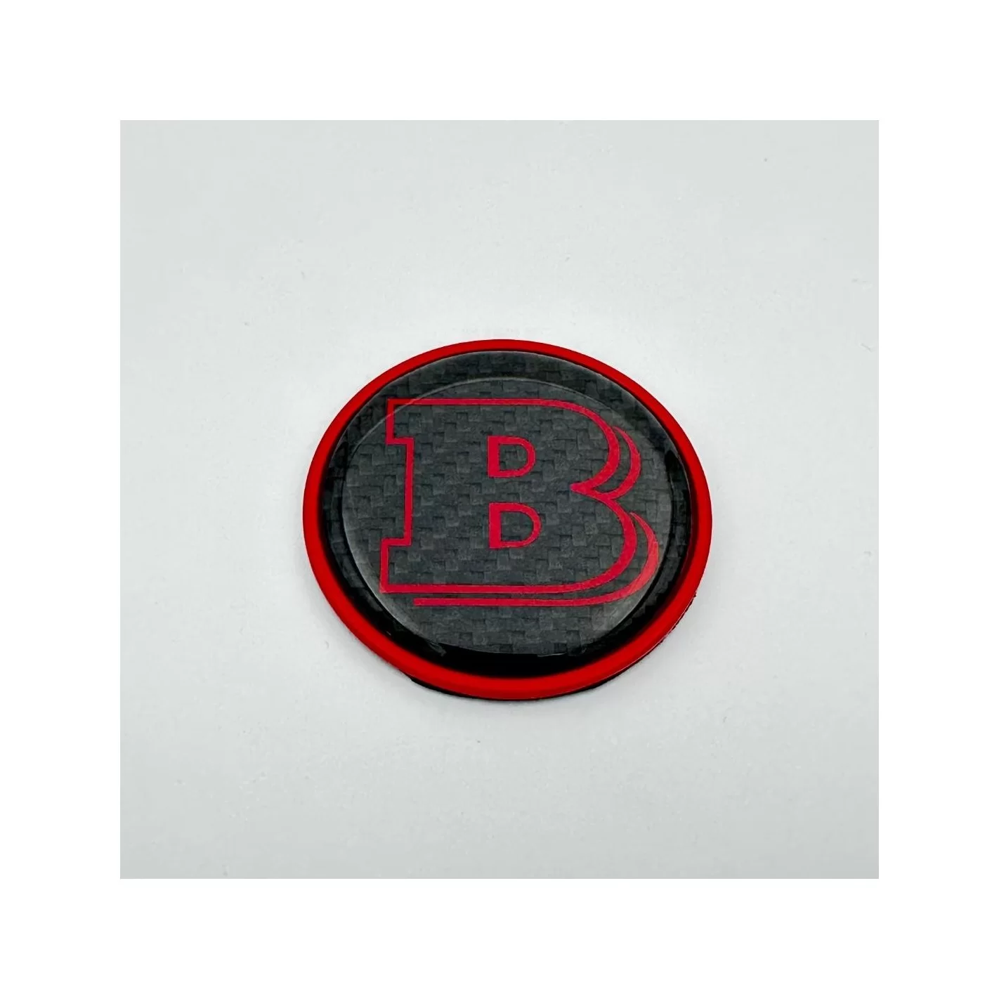 2-component red metallic carbon Brabus badge logo emblem 53mm for hood scoop Mercedes-Benz W463A W464…