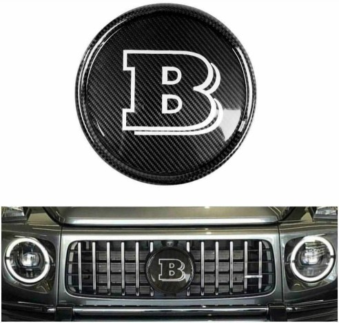 Carbon fiber Grey Brabus front grille badge for Mercedes-Benz G-Wagon G-Class W463A W464