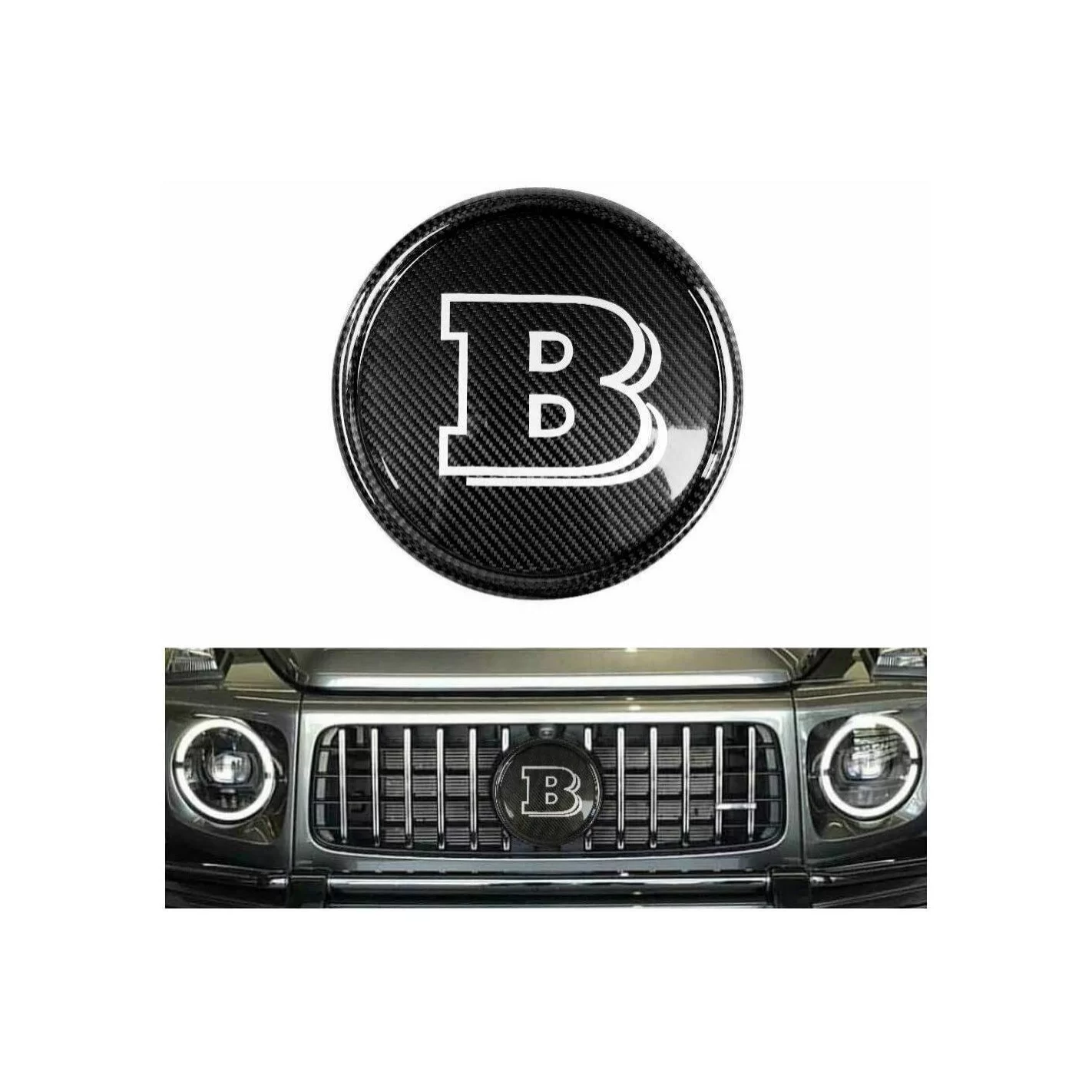 Carbon fiber Grey Brabus front grille badge for Mercedes-Benz G-Wagon G-Class W463A W464