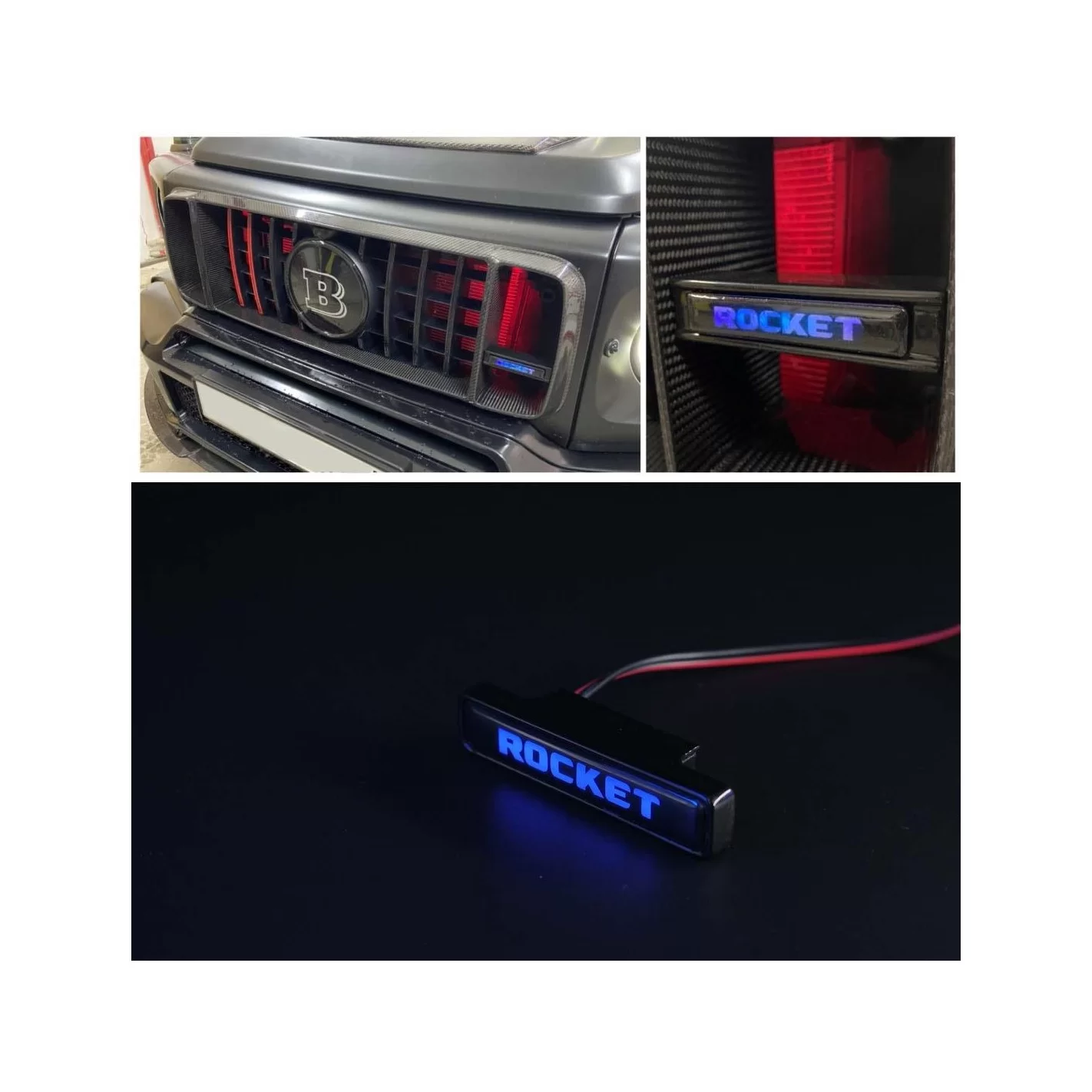 Brabus ROCKET LED grille BLUE badge emblem logo for Mercedes-Benz W463A W464 G-Class