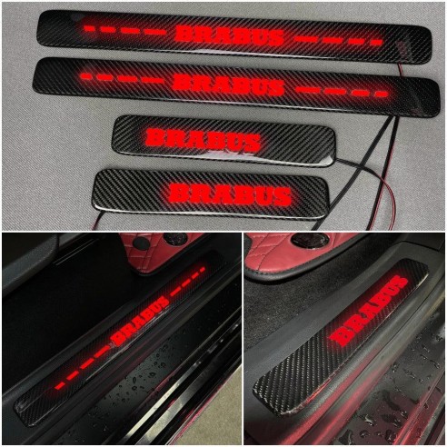 Carbon fiber Brabus LED RED Illuminated Door Sills 4 pcs for Mercedes-Benz W463A W464 G-Class