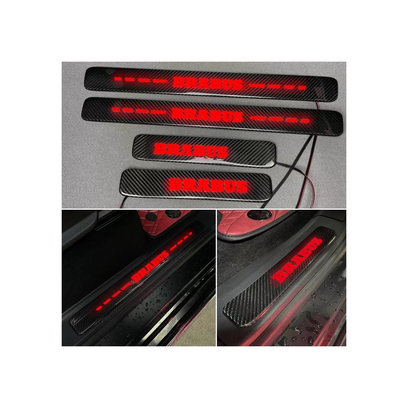 Carbon fiber Brabus LED RED Illuminated Door Sills 4 pcs for Mercedes-Benz W463A W464 G-Class