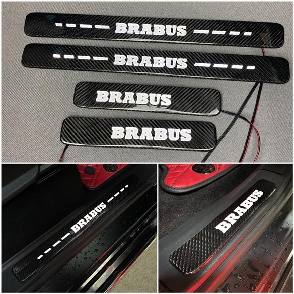 Carbon fiber Brabus LED WHITE Illuminated Door Sills 4 pcs for Mercedes-Benz W463A W464 G-Class