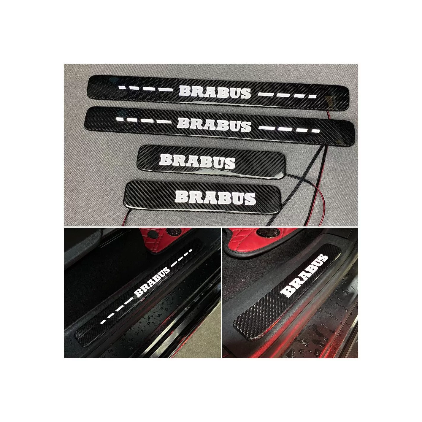 Carbon fiber Brabus LED WHITE Illuminated Door Sills 4 pcs for Mercedes-Benz W463A W464 G-Class