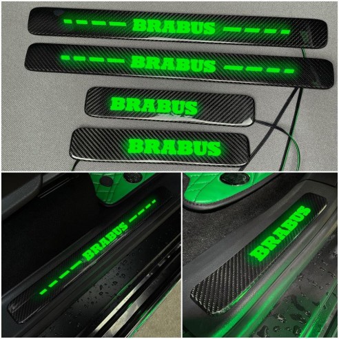 Carbon fiber Brabus LED GREEN Illuminated Door Sills 4 pcs for Mercedes-Benz W463A W464 G-Class