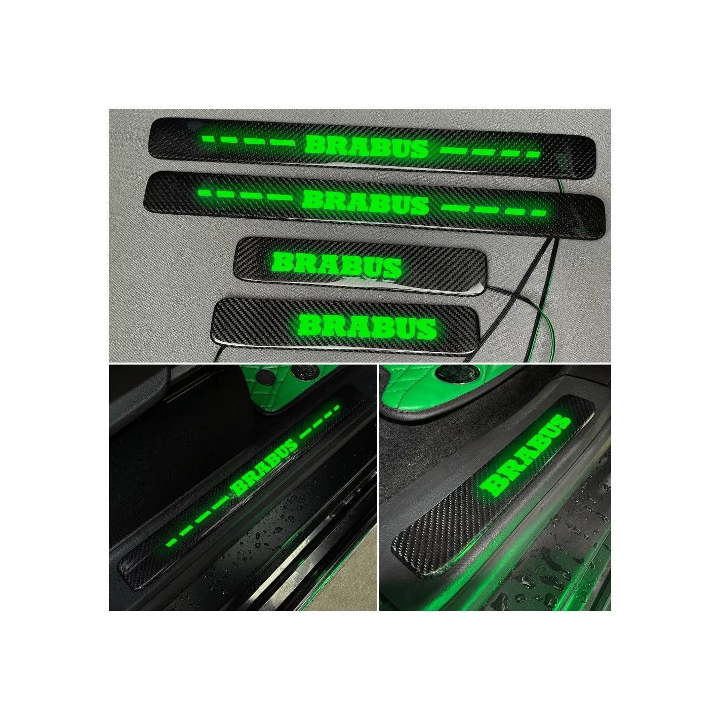 Carbon fiber Brabus LED GREEN Illuminated Door Sills 4 pcs for Mercedes-Benz W463A W464 G-Class