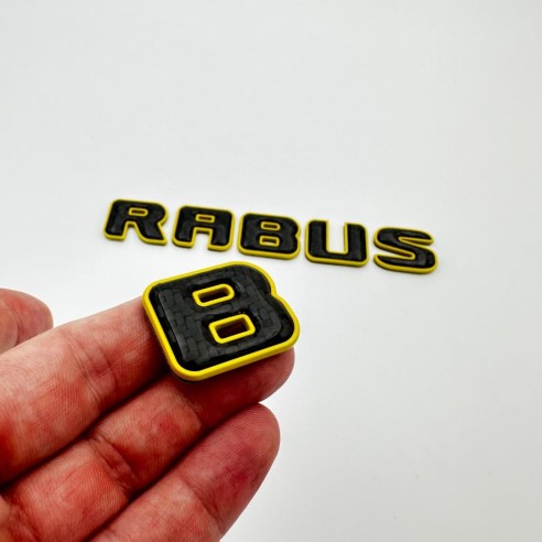 Metallic with carbon fiber Brabus yellow emblems badges set for Mercedes-Benz G-Class W463A W464