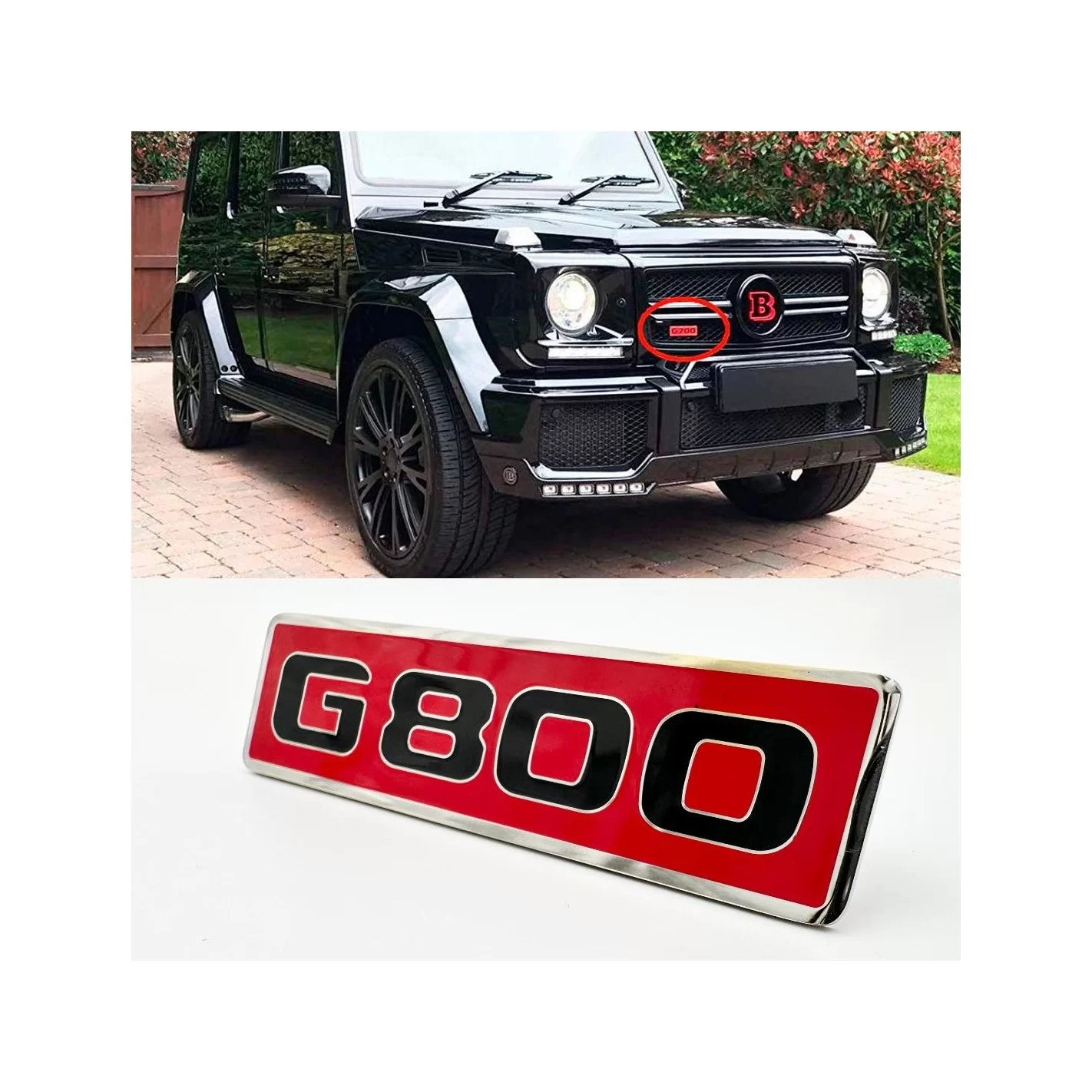  - Emblems - Metallic G800 Red Emblem for Mercedes-Benz front grille G-Class W463 - 1 - Metallic G800 Red Emblem for Mercedes-Be