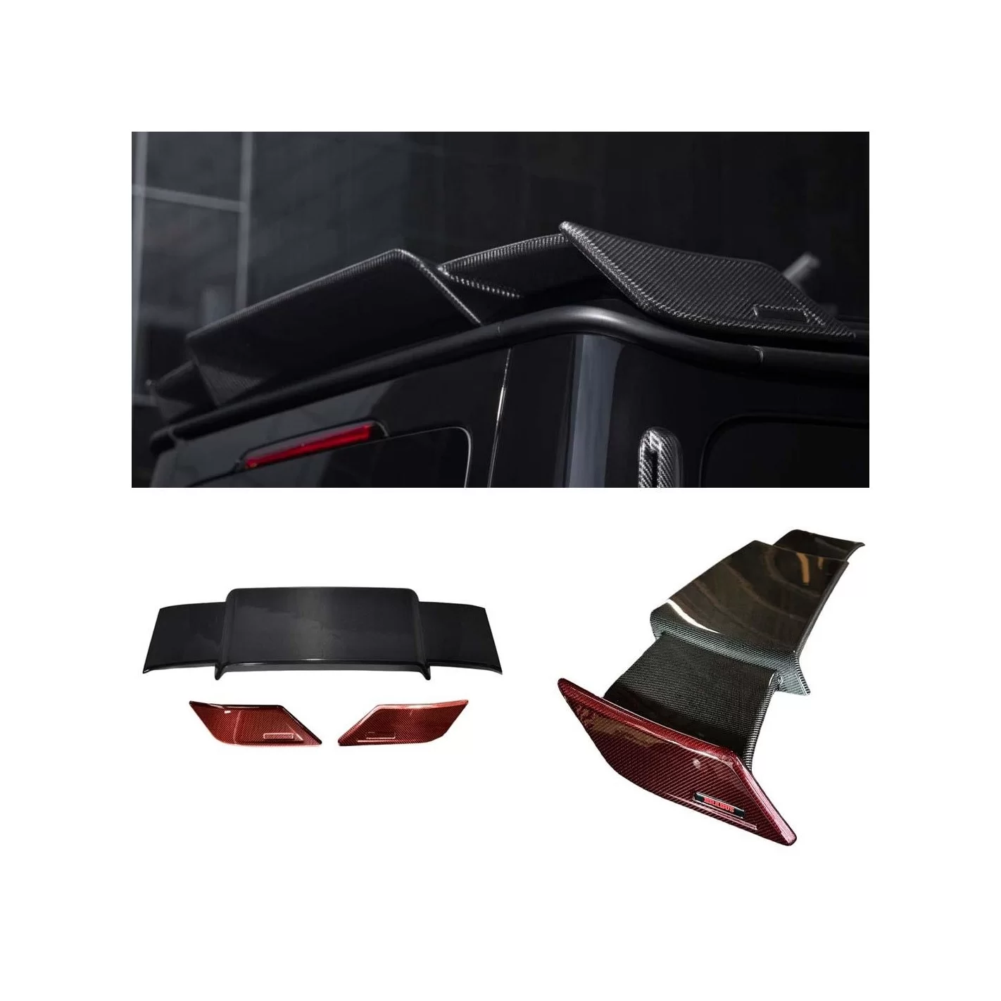 Red carbon fiber rear roof spoiler Brabus Rocket Style for Mercedes-Benz W463A W464 G-Class