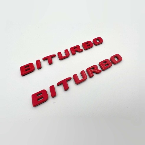 Red Metallic Brabus BITURBO Side logo badge set for Mercedes-Benz W463A W464 G-Class