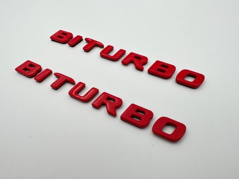 Red Metallic Brabus BITURBO Side logo badge set for Mercedes-Benz W463A W464 G-Class