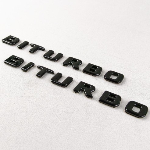 Black Metallic Brabus BITURBO Side logo badge set for Mercedes-Benz W463A G-Class