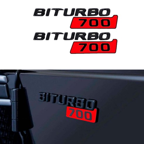 Black Metallic Brabus BITURBO Side logo badge set for Mercedes-Benz W463A G-Class