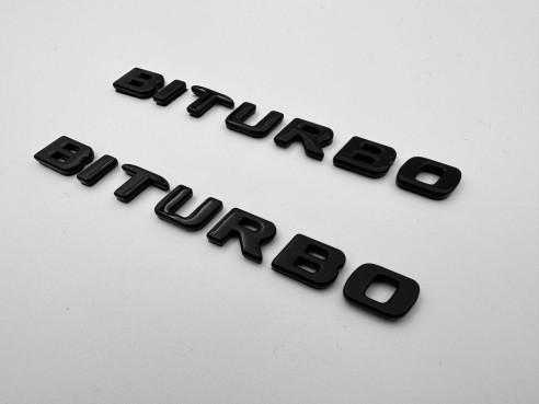 Black Metallic Brabus BITURBO Side logo badge set for Mercedes-Benz W463A G-Class