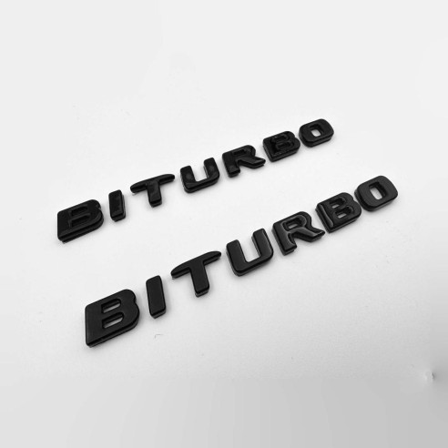 Black Metallic Brabus BITURBO Side logo badge set for Mercedes-Benz W463A G-Class