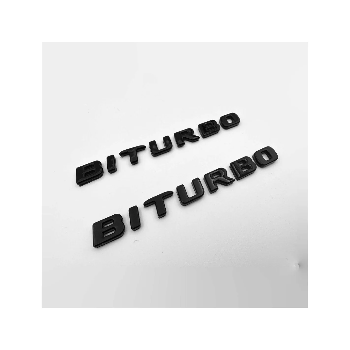 Black Metallic Brabus BITURBO Side logo badge set for Mercedes-Benz