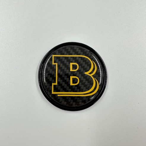 2-component metallic carbon yellow Brabus badge logo emblem 53mm for hood scoop Mercedes-Benz W463A W464…