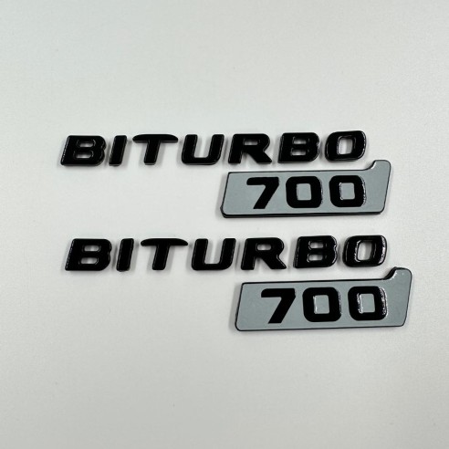 Metallic Gray Brabus 700 BITURBO Style Side Plate logo badges set for Mercedes-Benz W463A W464 G-Class