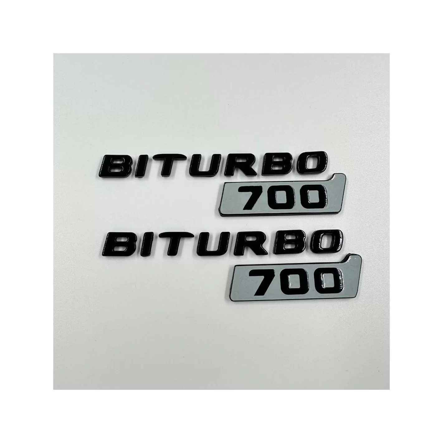 Metallic Gray Brabus 700 BITURBO Style Side Plate logo badges set for Mercedes-Benz W463A W464 G-Class