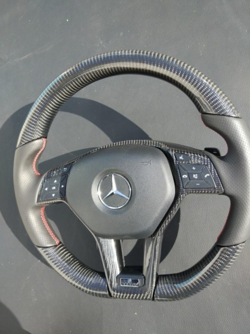 Mercedes-Benz CLS E-Class SLK W172 W218 W212 Steering Wheel Carbon Leather