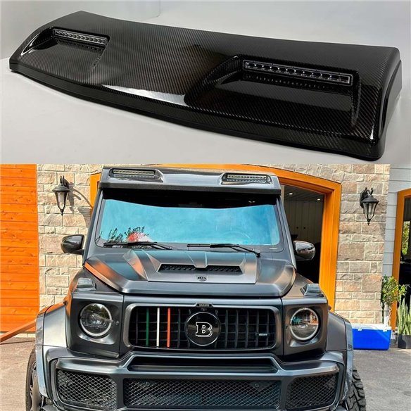  - G Class W463A 4x4 - Carbon fiber front roof spoiler with LEDs for Mercedes-Benz W463A 4x4 by Tuneverse - 1 - Carbon fiber fro