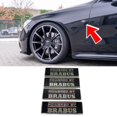 Metallic POWERED BY BRABUS fenders emblem set for Mercedes-Benz W223