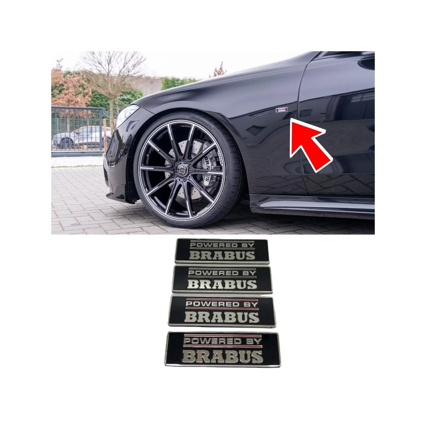 Metallic POWERED BY BRABUS fenders emblem set for Mercedes-Benz W223