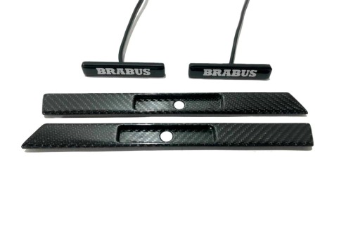 Carbon fiber Brabus Style Fender Insert LED BLUE Emblem Badge for Mercedes G Wagon W463A W464