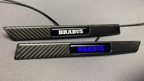 Carbon fiber Brabus Style Fender Insert LED BLUE Emblem Badge for Mercedes G Wagon W463A W464