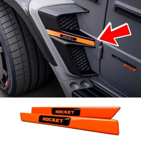 ORANGE Fender Insert LED Blue Emblem Brabus Rocket Style Badge for Mercedes G Wagon W463A W464