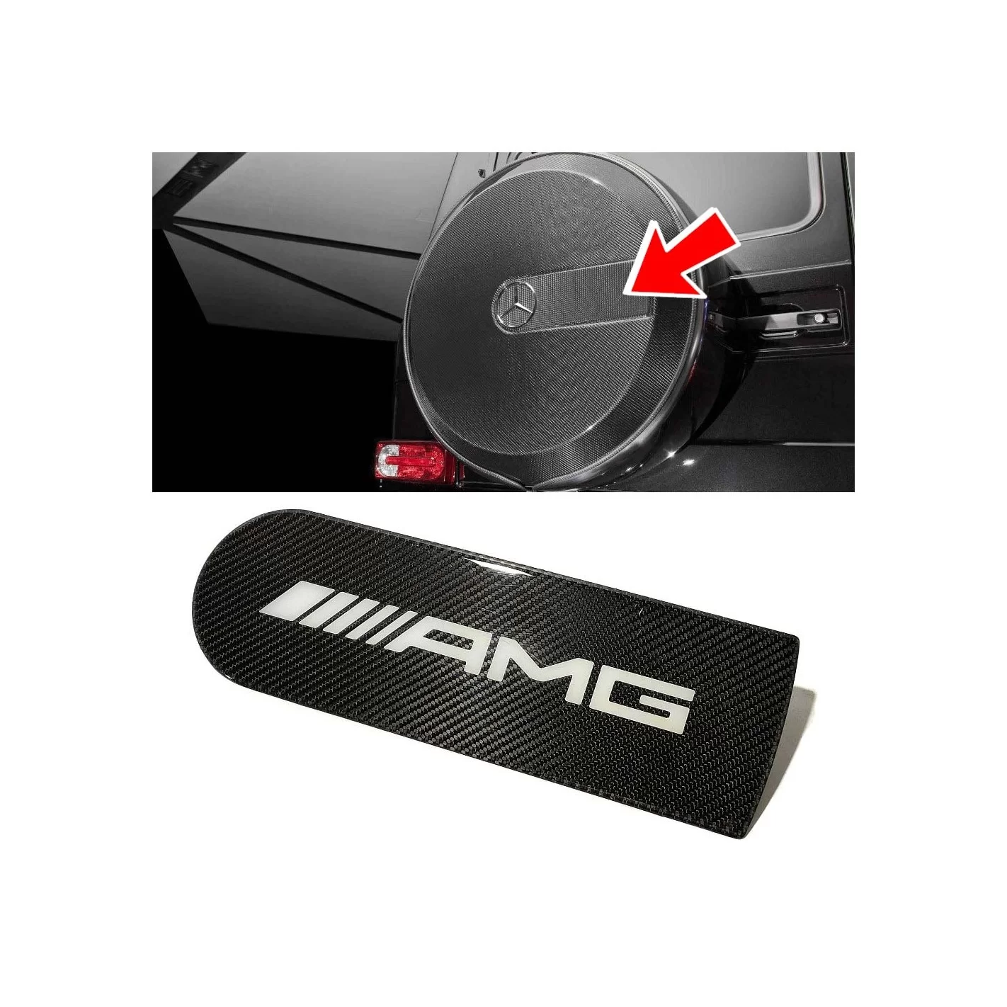 Carbon fiber badge emblem logo for rear spare tire wheel cover AMG Mercedes-Benz W463A W464 G-Class G-Wagon