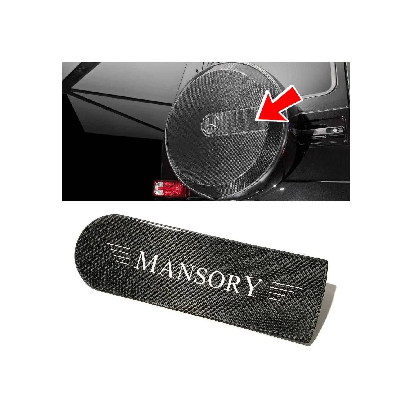 Carbon fiber badge emblem logo for rear spare tire wheel cover MANSORY Mercedes-Benz W463A W464 G-Class…