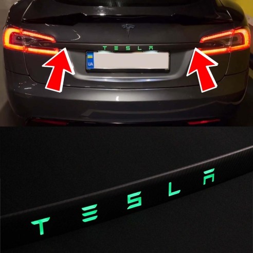 Carbon fiber rear trunk trim with LED for Tesla Modes S