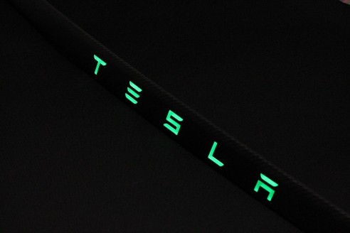 Carbon fiber rear trunk trim with LED for Tesla Modes S