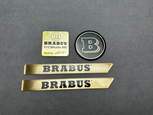 Metallic BRABUS 800 V12 BITURBO style Engine Badge Emblem set for Mercedes-Benz W463