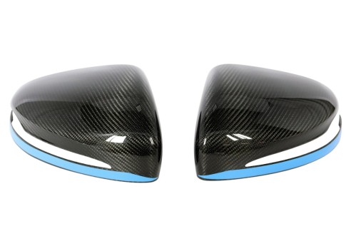 Carbon Fiber Mirror Covers with Blue Stripe for Mercedes-Benz G-Class W463A W464 G63