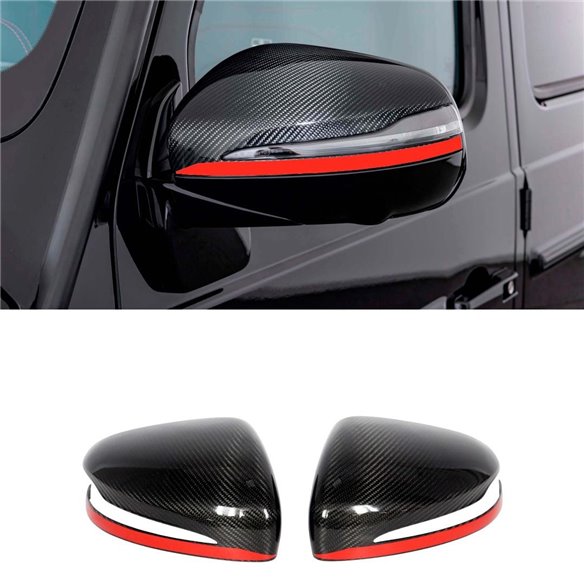 Carbon Fiber Mirror Covers with Red Stripe for Mercedes-Benz G-Class W463A W464 G63