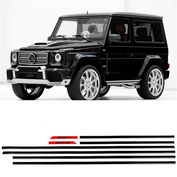 AMG RED mouldings insertions black gloss for 3-door SWB Mercedes-Benz W463 G-Class